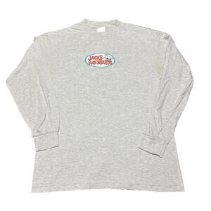 Y2K Jack's Surfboards Men M Medium Long Sleeve Shirt Pullover Gray Surf Vintage